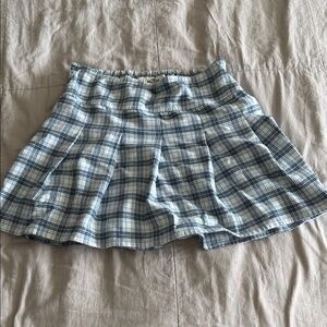 Hollister Blue and White Plaid Skater Skirt